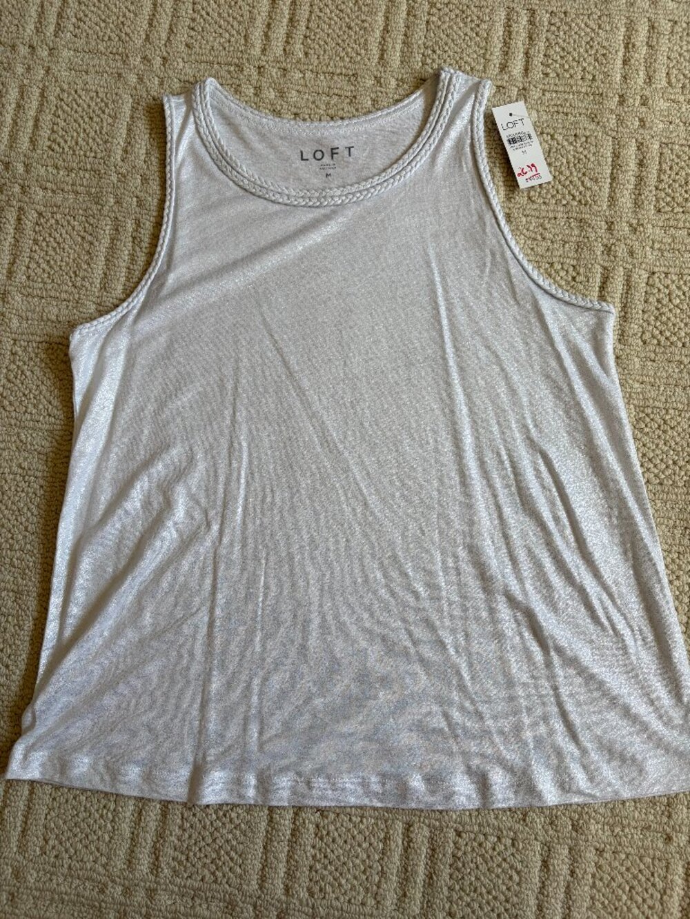 Loft Silver Tone Shimmer Sleeveless Top